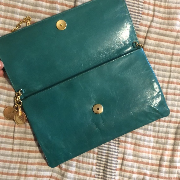 Vintage Pomodoro leather flap bag with clasp and gold chain - Picture 2 of 3